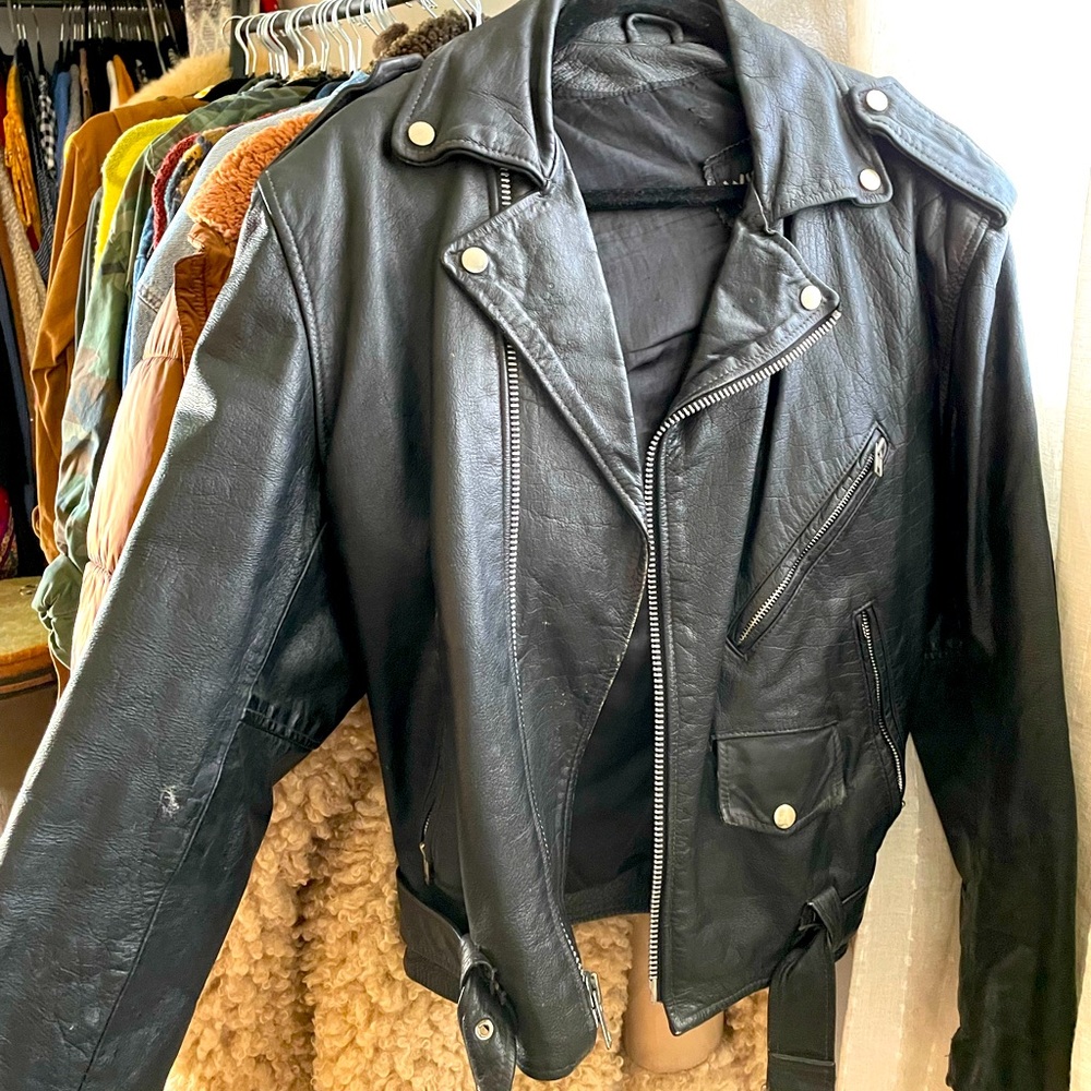 Leather biker jacket